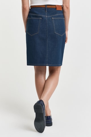 Saia direita de ganga - Azul-escuro