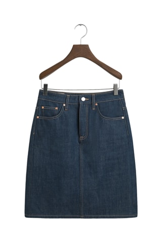 Saia direita de ganga - Azul-escuro