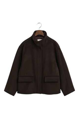 Casaco regular em lã e caxemira - Castanho-escuro
