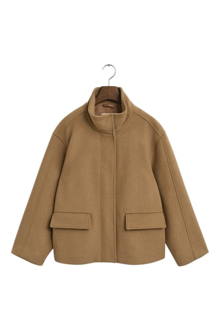 Casaco regular em lã e caxemira - Bege