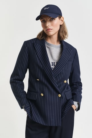 Blazer regular em lã - Azul-marinho