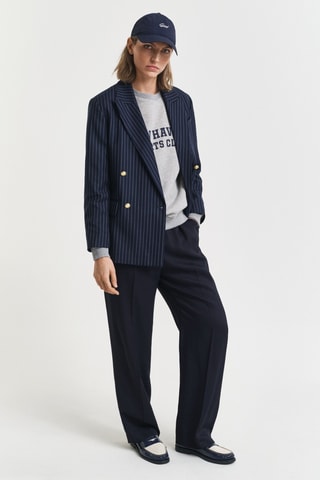 Blazer regular em lã - Azul-marinho