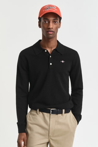 Polo regular em lã de cordeiro - Preto