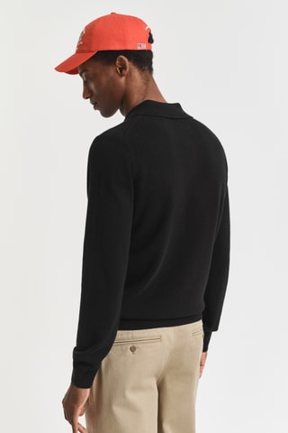 Polo regular em lã de cordeiro - Preto