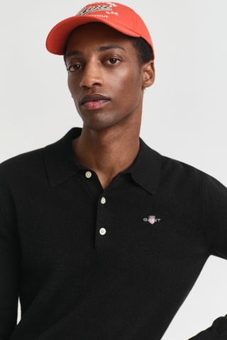 Polo regular em lã de cordeiro - Preto