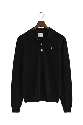 Polo regular em lã de cordeiro - Preto