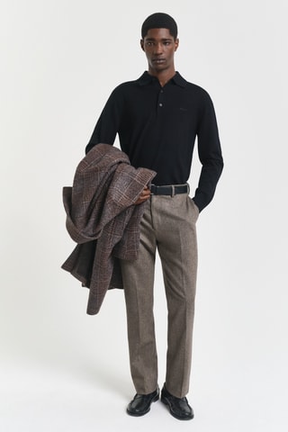 Polo regular em lã mérino - Preto