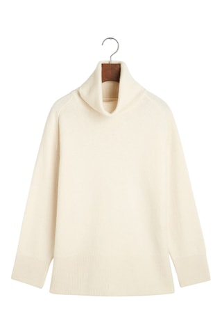 Camisola regular em lã de cordeiro - Creme