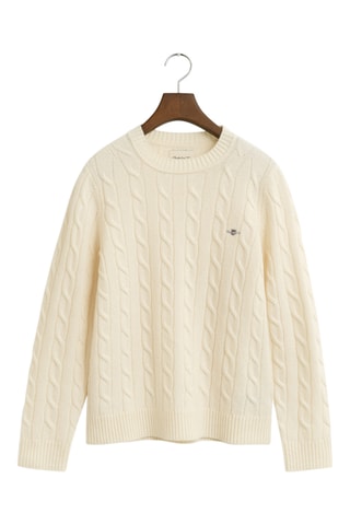 Camisola regular em lã de cordeiro - Creme