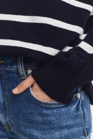 Camisola regular em lã de cordeiro - Azul-marinho