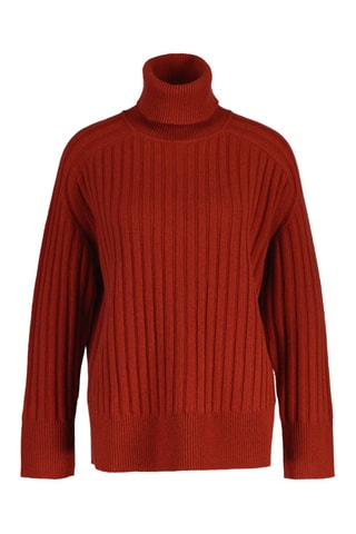 Camisola regular em lã de cordeiro - Ferrugem