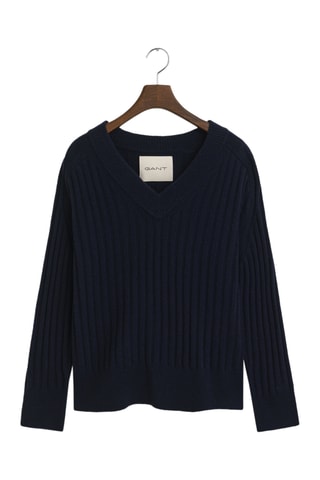 Camisola regular em lã de cordeiro - Azul-marinho