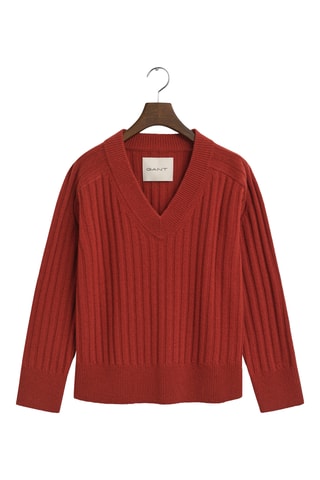 Camisola regular em lã de cordeiro - Ferrugem