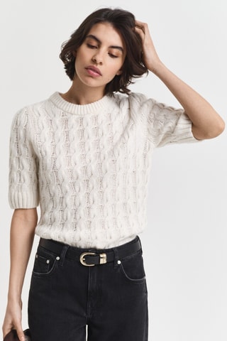 Camisola regular em algodão biológico e lã - Creme