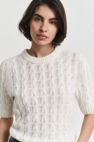 Camisola regular em algodão biológico e lã - Creme