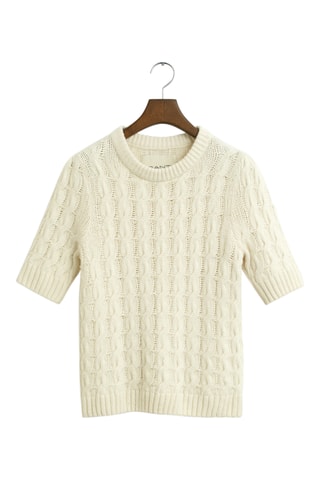 Camisola regular em algodão biológico e lã - Creme