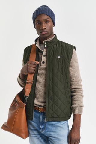 Colete acolchoado comprido - Verde-escuro