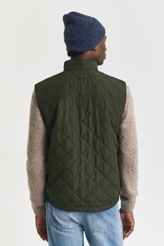 Colete acolchoado comprido - Verde-escuro