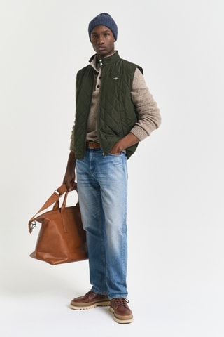 Colete acolchoado comprido - Verde-escuro