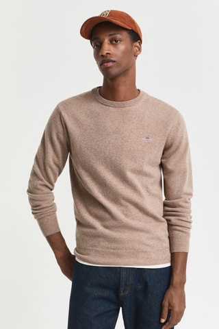 Camisola regular em lã - Bege