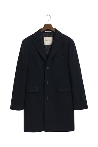 Sobretudo regular em lã e caxemira - Azul-marinho