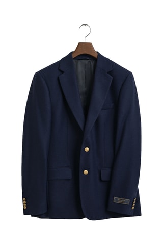 Blazer regular em lã - Azul-marinho