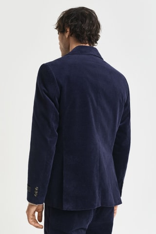 Blazer regular em veludo - Azul-marinho