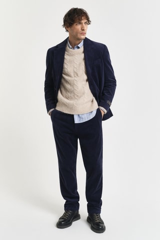 Blazer regular em veludo - Azul-marinho