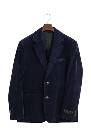 Blazer regular em veludo - Azul-marinho