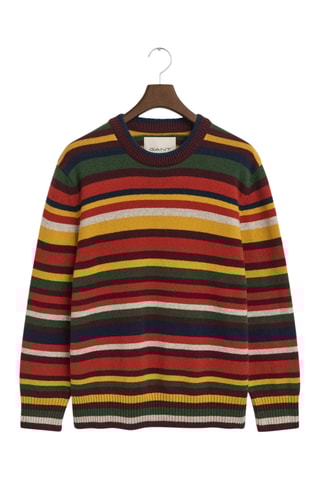 Camisola regular em algodão biológico e lã - Caqui e laranja