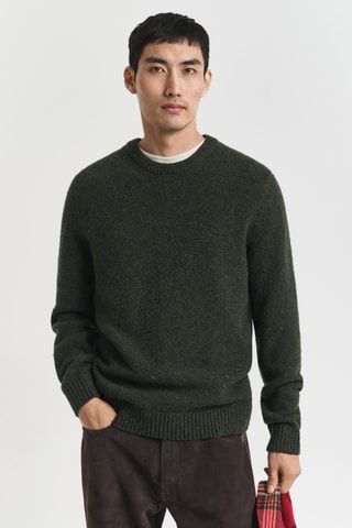 Camisola regular em lã - Verde-escuro