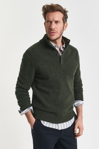 Camisola regular em lã - Verde-escuro
