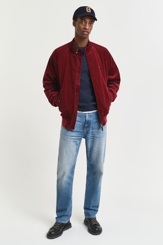 Camisola regular em lã mérino - Azul-marinho