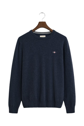 Camisola regular em lã mérino - Azul-marinho