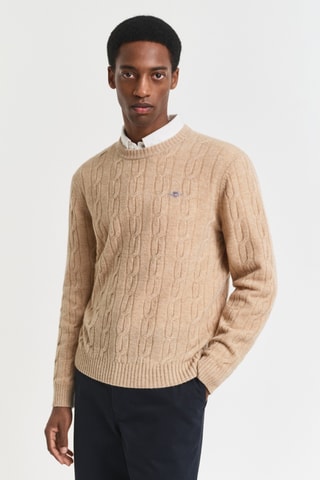 Camisola regular em lã - Bege