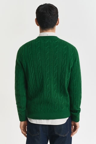 Camisola regular em lã de cordeiro - Verde