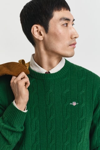 Camisola regular em lã de cordeiro - Verde
