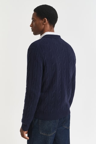 Camisola regular em lã de cordeiro - Azul-marinho