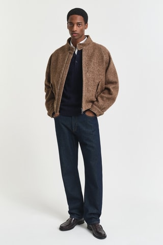 Camisola regular em lã de cordeiro - Azul-marinho