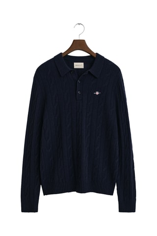 Camisola regular em lã de cordeiro - Azul-marinho