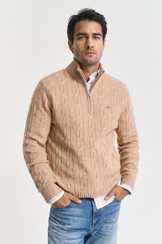 Camisola regular em lã - Bege