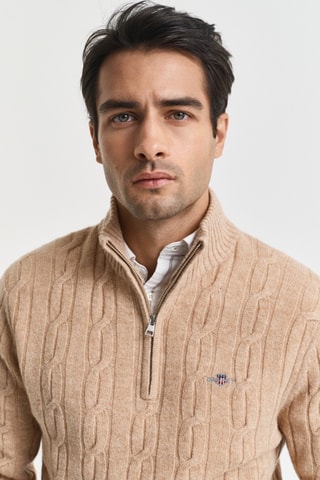 Camisola regular em lã - Bege