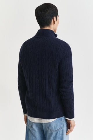 Camisola regular em lã de cordeiro - Azul-marinho