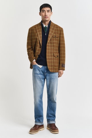 Camisola regular em lã de cordeiro - Azul-marinho