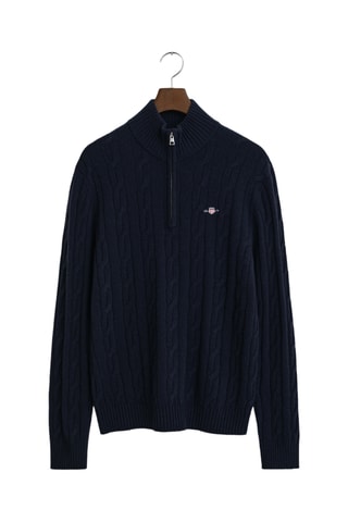 Camisola regular em lã de cordeiro - Azul-marinho