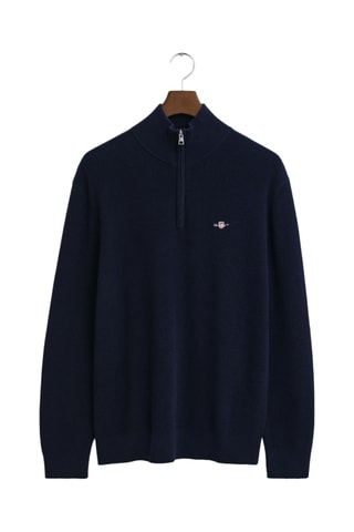 Camisola regular em lã merino - Azul-marinho