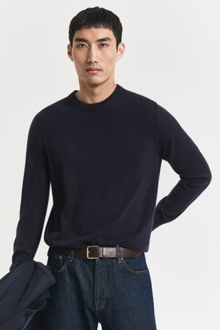 Camisola regular em caxemira - Azul-marinho