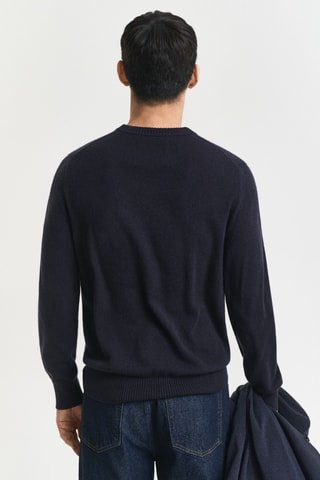 Camisola regular em caxemira - Azul-marinho