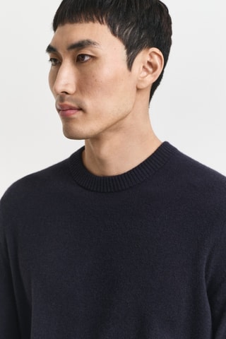 Camisola regular em caxemira - Azul-marinho