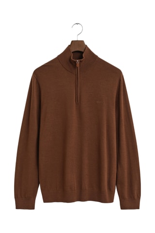 Camisola regular em lã merino - Castanho